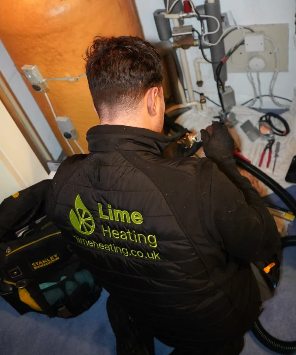 member of the team repairing the boiler